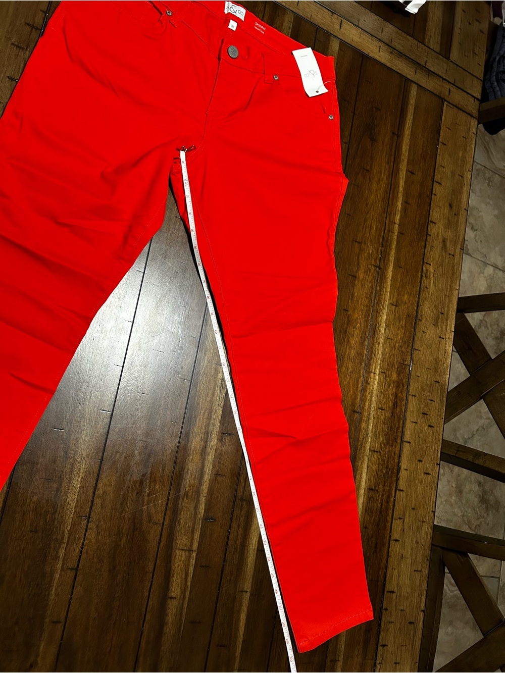 Bright Redish Orange Women's Skinny Jeans - Stretch Fit - Picture 10 of 12